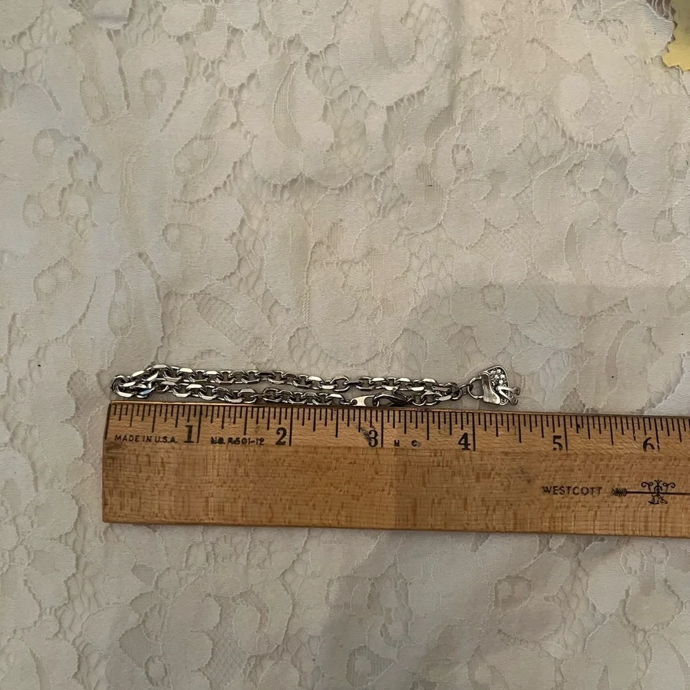 Silver Tone Chain Bracelet with Sparkling Crystal Purse Handbag Charm